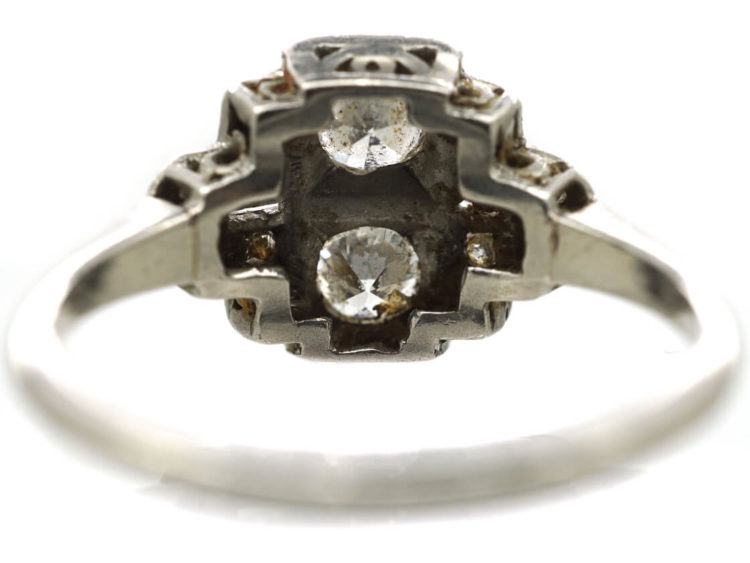 Art Deco Platinum & Diamond Geometric Ring