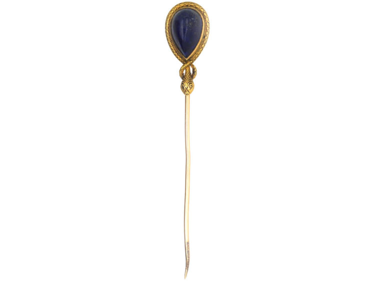 Victorian 15ct Gold & Lapis Lazuli Snake Tie Pin