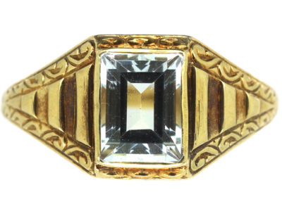 Art Deco 14ct Gold & Aquamarine Ring
