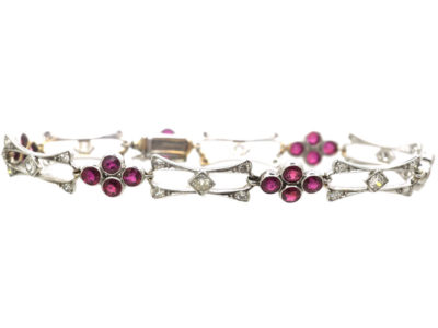 Edwardian 18ct White Gold, Ruby & Diamond Bracelet