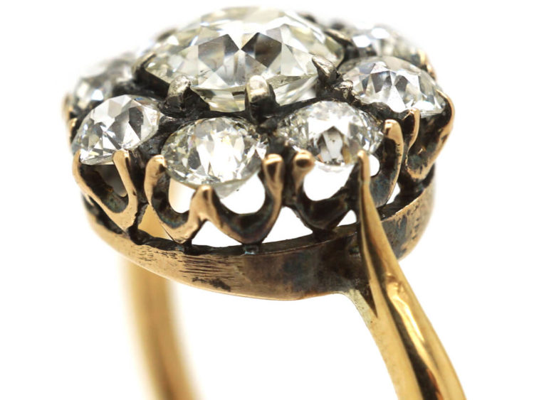 Edwardian 18ct Gold & Diamond Cluster Ring