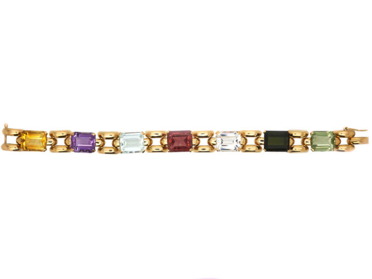 Retro 18ct Gold Multi Gem Bracelet