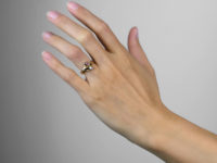 Edwardian 14ct Gold Double Snake Ring set with a Ruby & Diamond