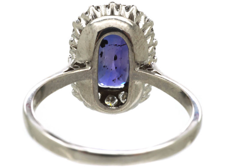 Art Deco 18ct White Gold & Colour Change Sapphire & Diamond Rectangular Cluster Ring