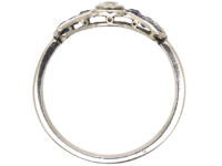 Art Deco Platinum Diamond & Sapphire Bow Ring