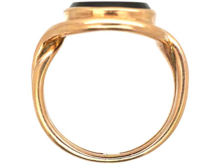 Victorian 18ct Gold Signet Ring with Onyx Intaglio of a Crest