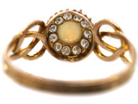 Art Nouveau 9ct Gold, Opal & Diamond Cluster Ring