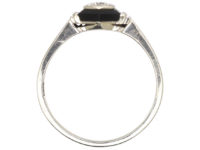 Art Deco 14ct White Gold, Onyx & Diamond Geometric Ring