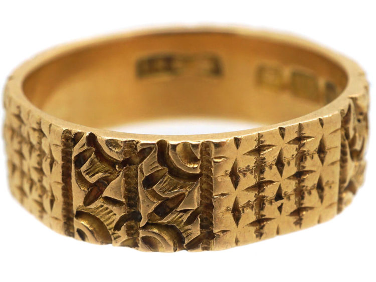 Victorian 18ct Gold Decorated Wedding Band