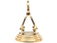 Georgian 15ct Gold & Chalcedony Seal with an Intaglio of a Crest