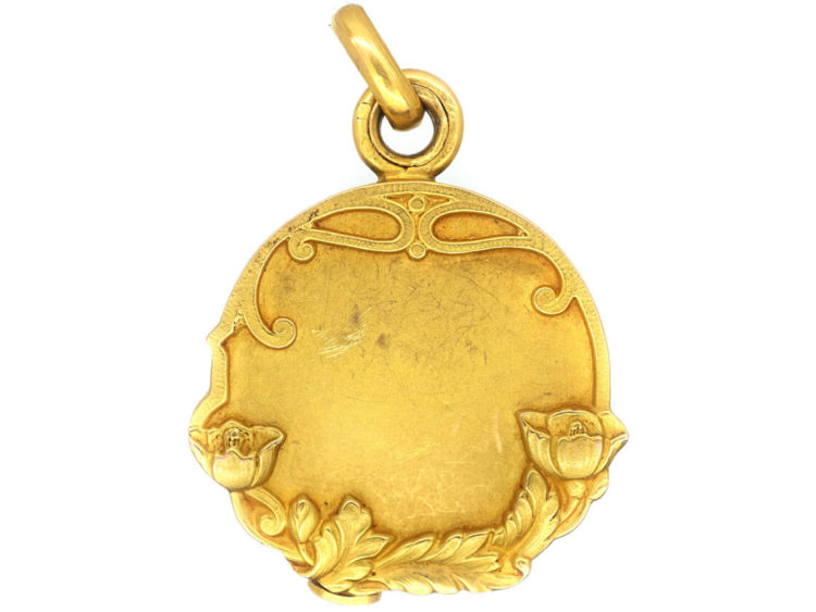 French Art Nouveau 18ct Gold Locket Pendant By Dropsy