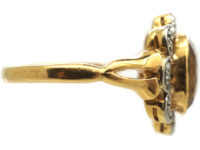 Edwardian 18ct Gold, Topaz & Diamond Cluster Ring