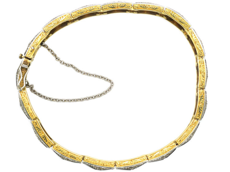 Art Deco 18ct Gold & Platinum Onyx & Diamond Bracelet
