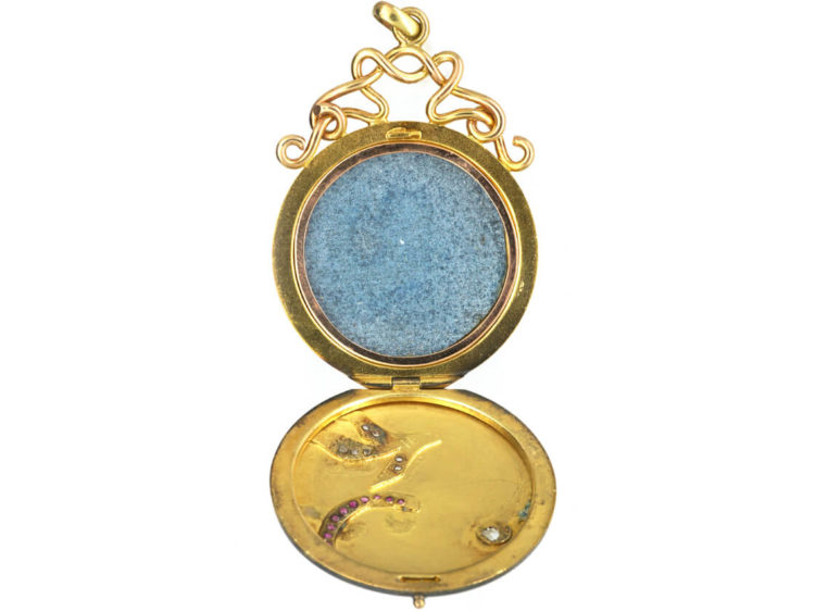 Art Nouveau 18ct Gold Locket with Eagle's Head & Leaf Motif