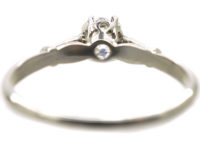 Edwardian Platinum & Diamond Solitaire Ring with Diamond Shoulders