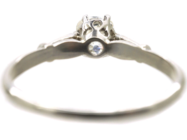 Edwardian Platinum & Diamond Solitaire Ring with Diamond Shoulders