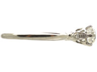 Edwardian Platinum & Diamond Solitaire Ring with Diamond Shoulders