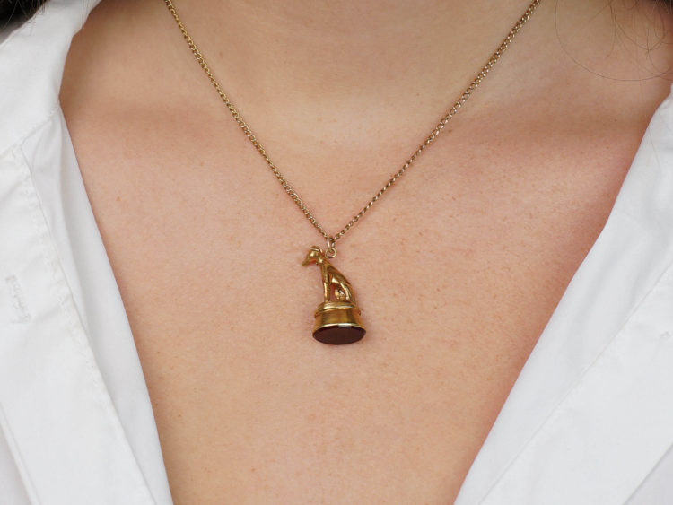 Victorian Gold Cased Seal of a Greyhound