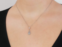Art Deco 14ct White Gold Diamond Solitaire Pendant on 14ct White Gold Chain