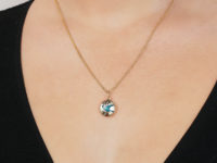 Edwardian 18ct Gold Reverse Intaglio Rock Crystal Pendant of a Bluebird