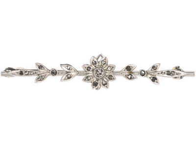 Edwardian Platinum Flower & Leaves Brooch