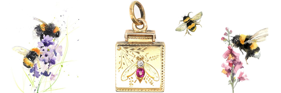 Edwardian 15ct Two Coloured Gold Locket with Bee