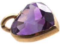 Edwardian 9ct Gold Amethyst Heart Shaped Pendant