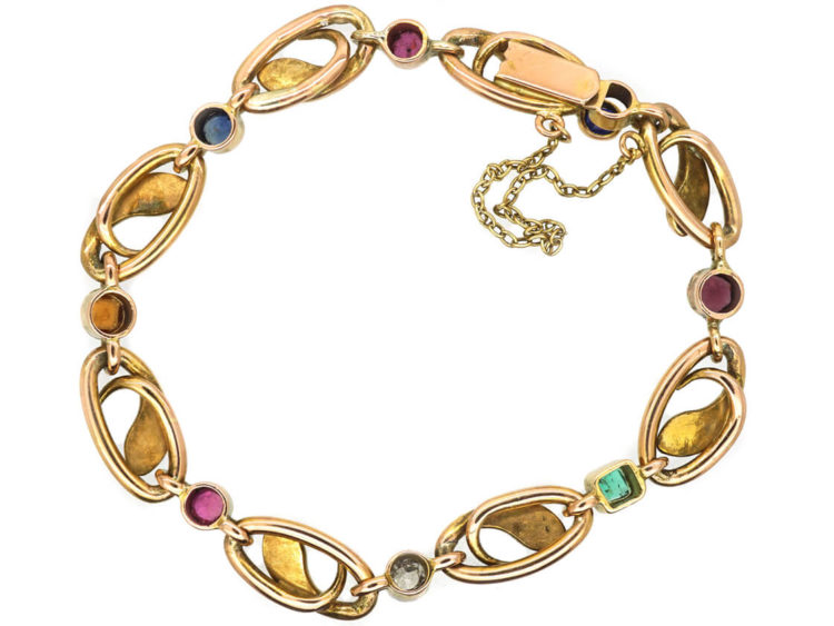 French Belle Epoque 18ct Gold & Gem Set Snakes Bracelet