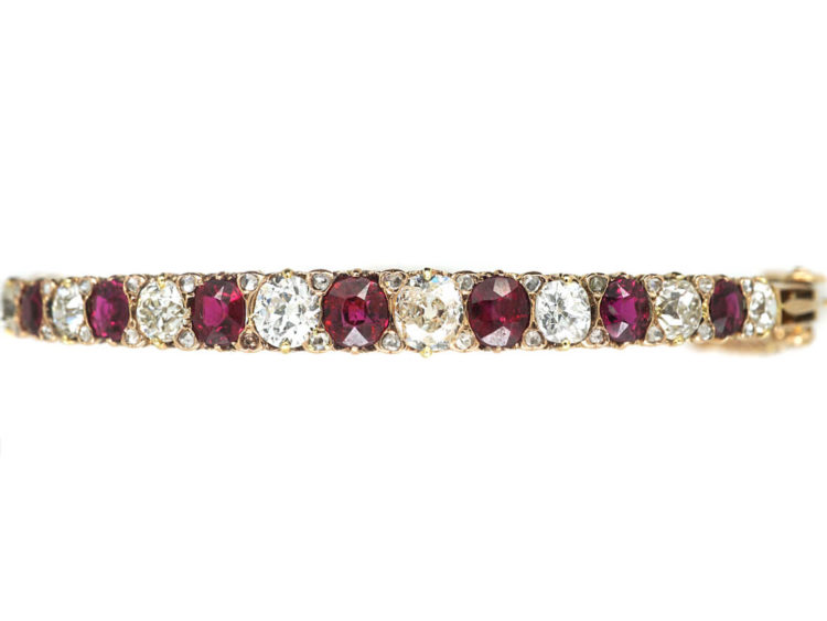 Victorian 15ct Gold, Ruby & Diamond Bangle