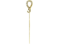 Victorian 18ct Gold Snake Tie Pin Set with Old Mine Cut Diamonds & Ruby Eyes