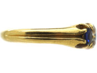 Victorian 18ct Gold Three Stone Sapphire & Diamond Ring