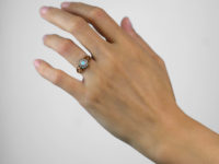 Art Nouveau 9ct Gold, Opal & Diamond Cluster Ring