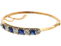 Swedish 18ct Gold Sapphire & Diamond Bangle