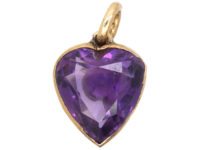 Edwardian 9ct Gold Amethyst Heart Shaped Pendant