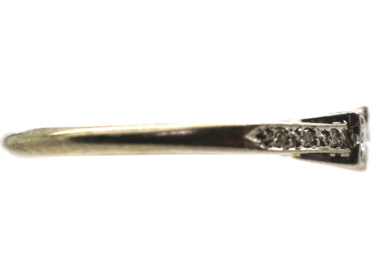 Edwardian Three Stone Diamond Ring with Diamond Set Shoulders