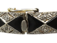 Art Deco 18ct Gold & Platinum Onyx & Diamond Bracelet