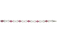 Edwardian 18ct White Gold, Ruby & Diamond Bracelet