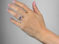 Edwardian 18ct Gold & Platinum, Ruby & Diamond Oval Cluster Ring with Diamond Set Shoulders