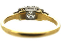 Art Deco 18ct White Gold & Platinum Diamond Solitaire Ring with Step Cut Shoulders set with Diamonds