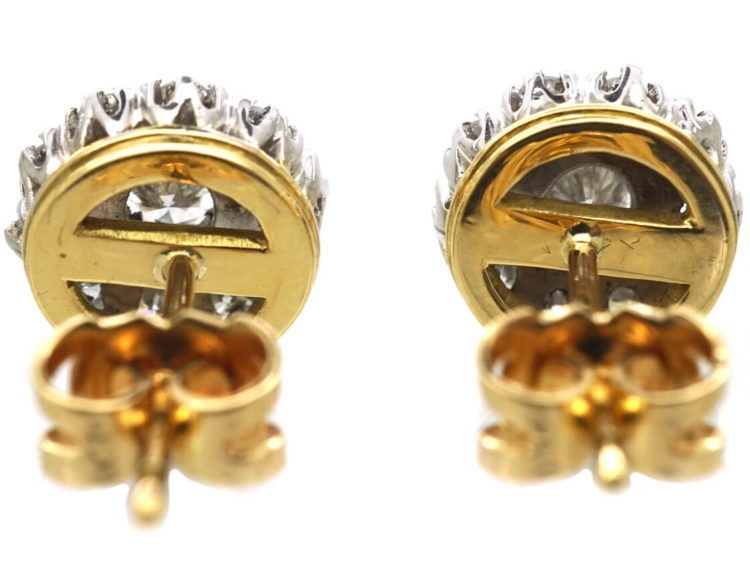 18ct White & Yellow Gold Diamond Cluster Earrings