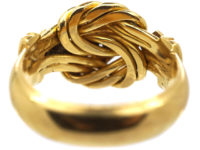 Victorian 18ct Gold Lover's Knot Ring set with Three Diamonds