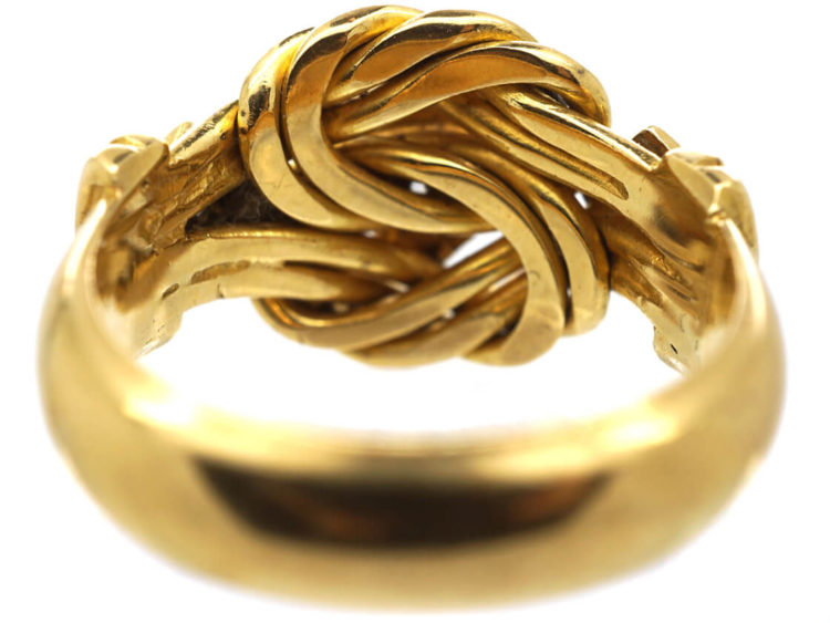 Victorian 18ct Gold Lover's Knot Ring set with Three Diamonds