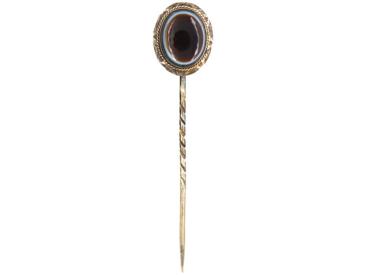 Victorian 9ct Gold & Banded Onyx Tie Pin