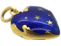 18ct Gold & Blue Enamel Heart Shaped Pendant by Fabergé