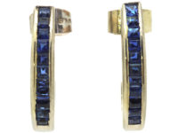 18ct White Gold & Sapphire Half Hoop Earrings