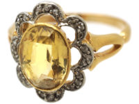 Edwardian 18ct Gold, Topaz & Diamond Cluster Ring