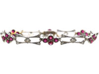 Edwardian 18ct White Gold, Ruby & Diamond Bracelet