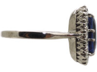 Art Deco 18ct White Gold & Colour Change Sapphire & Diamond Rectangular Cluster Ring