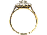 Edwardian 18ct Gold & Platinum, Diamond Cluster Ring with Diamond Set Shoulders