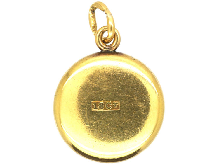 Edwardian 18ct Gold Reverse Intaglio Rock Crystal Pendant of a Bluebird